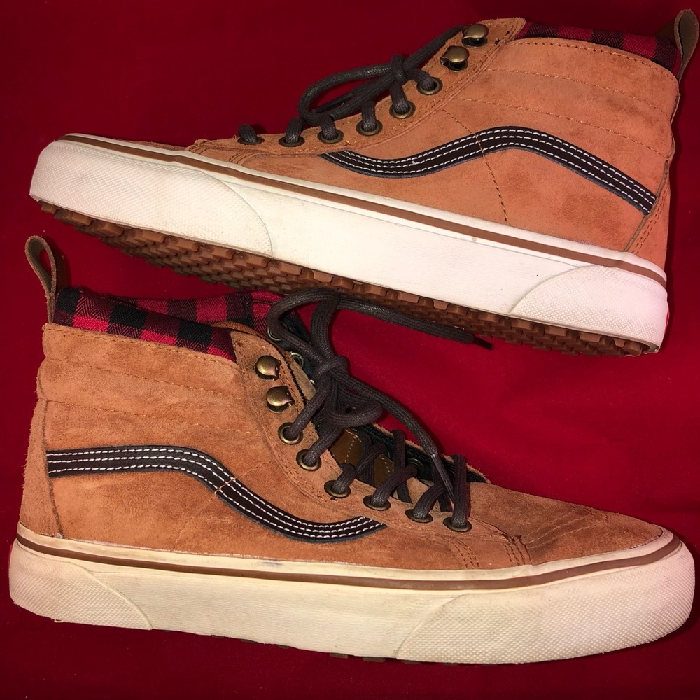 Vans Sk8 MTE Scotchgard Lumberjack Brown Suede Leather Hi-Top Shoes Men 7 Wm 8.5